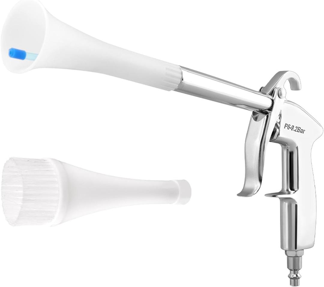 Aluminium Car Cleaning Gun with Tapered Nozzle, 6-9.2Bar Pressure Air Blower Blow Gun with 2 Set Nozzle, Used for Cars, Velvet, Furniture and Carpets