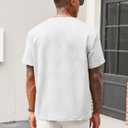 Runcati Men's Casual T-Shirts Short Sleeve Crewneck Summer Stretchy Shirt Textured Jacquard Tops (White, XXL)