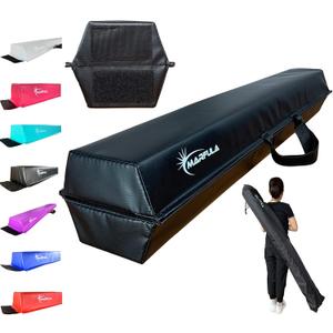 Balance Beam - Folding Floor Gymnastics Equipment for Kids, Non Slip Base - 6 FT to 10 FT for Home Gym Use (Black)