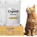 LMJP Crystal Cat Litter with Powerful Odor Control, Non-Clumping, Lasts Up to 2 Months, 8.6lb, Rapid Water Absorption, Unscented & Low Tracking Lightweight White Silica, 2 Pack of 4.3lb
