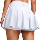 SANTINY Pleated Tennis Skirts for Women with Pockets Women's High Waisted Running Workout Athletic Golf Skorts Skirts (White, XXL)