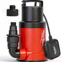 1HP 5000GPH Sump Pump - Clean/Dirty Water Portable Transfer Submersible Pump with Float Switch for Swimming Pool, Garden Pond, Basement with 10ft Power Cord,Remove Water Level Down to 0.2"