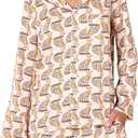 Amazon Essentials Women's Regular-Fit Long-Sleeve Satin Sleep Shirt Only (Pants Sold Separately) (Pale Pink Blush Leopard)