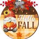 Hello Fall Decor Sign Pumpkin Welcome Signs Warming Autumn Wooden Front Door Signs for Home Decorations 12x12 Inch