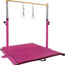 GLANT Gymnastic Kip Bar,Horizontal Bar for Kids Girls Junior,3' to 5' Adjustable Height,Home Gym Equipment,Ideal for Indoor and Home Training,1-4 Levels,300lbs Weight Capacity (Pink)