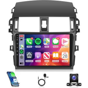 2G+64G Car Radio Carplay for Toyota Corolla 2009 2010 2011 2012 2013, Rimoody Android Car Stereo Android auto GPS WiFi 9 Touch Screen BT/FM HiFi Mirror Link RCA USB SWC Backup Camera