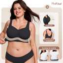 ProKloud Jelly Bras for Women No Underwire Wireless Bra with Support and Lift Full Coverage Plus Size Comfy Seamless Bra (Black, 4XL)