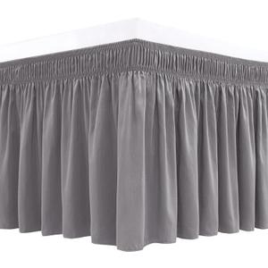 Biscaynebay Wrap Around Bed Skirts for Queen Beds 15" Drop, Silver Grey Adjustable Elastic Dust Ruffles Easy Fit Wrinkle & Fade Resistant Silky Luxurious Fabric Machine Washable