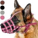 CollarDirect Dog Muzzle German Shepherd Dalmatian Doberman Setter Leather Basket Medium Large Breeds (Pink, Medium)