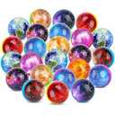 Hxezoc 24 Pcs Galaxy Bouncy Balls for Kids, 32mm 6 Styles Space Rubber Bounce Balls Bulk for Party Favors, Goodie Bag Fillers, Easter Gift Bag Stuffers, Basket Stuffers, Classroom Prizes