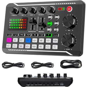 Professional Audio Mixer, SINWE Live Sound Card and Audio Interface with DJ Mixer Effects and Voice Changer,Podcast Production Studio Equipment, Prefect for Streaming/Podcasting/Gaming