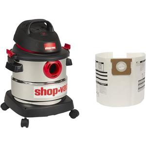 Shop-Vac 5989300 5-Gallon 4.5 Peak HP Stainless Steel Wet Dry Vacuum, Black, Black & 9066133, Disposable Filter Collection Bags, Fits 5-8 Gallon Tanks, (3 Pack)