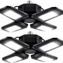 LED Garage Lights with Motion Sensor - 12000 Lumen 6500K Daylight 120W, Four Leaf Garage Organization Ceiling Lighting, Pack of 2