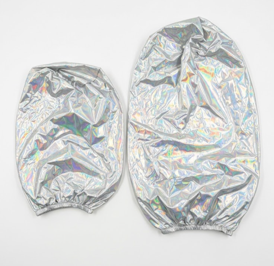 Putros Cylinder Pedestal Covers Iridescent 2Pcs Spandex Cylinder Plinth Stand Cover for Party Wedding Props Event Decor, 36"x15, 26"x14