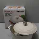 Mueller Cast Iron Dutch Oven Pot with Lid, 6 Quart Enameled, Dual Handles, Stainless Steel Knob, Stew & Induction Pot - For Braising, Roasting, Baking, Cast Iron Bread Pan with Lid, White