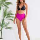 Halcurt Women's High Waisted Swim Bottoms (Available in Plus) Full Coverage Bikini Swimsuit Bottoms (Pink, L)