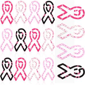 12 Pcs Jumbo Acrylic Paper Clips Pink Ribbon Design Paper Clips Breast Cancer Awareness Bookmarks Breast Cancer Gifts for Woman Charity Fundraisers Book Lover Gifts, 4 Styles