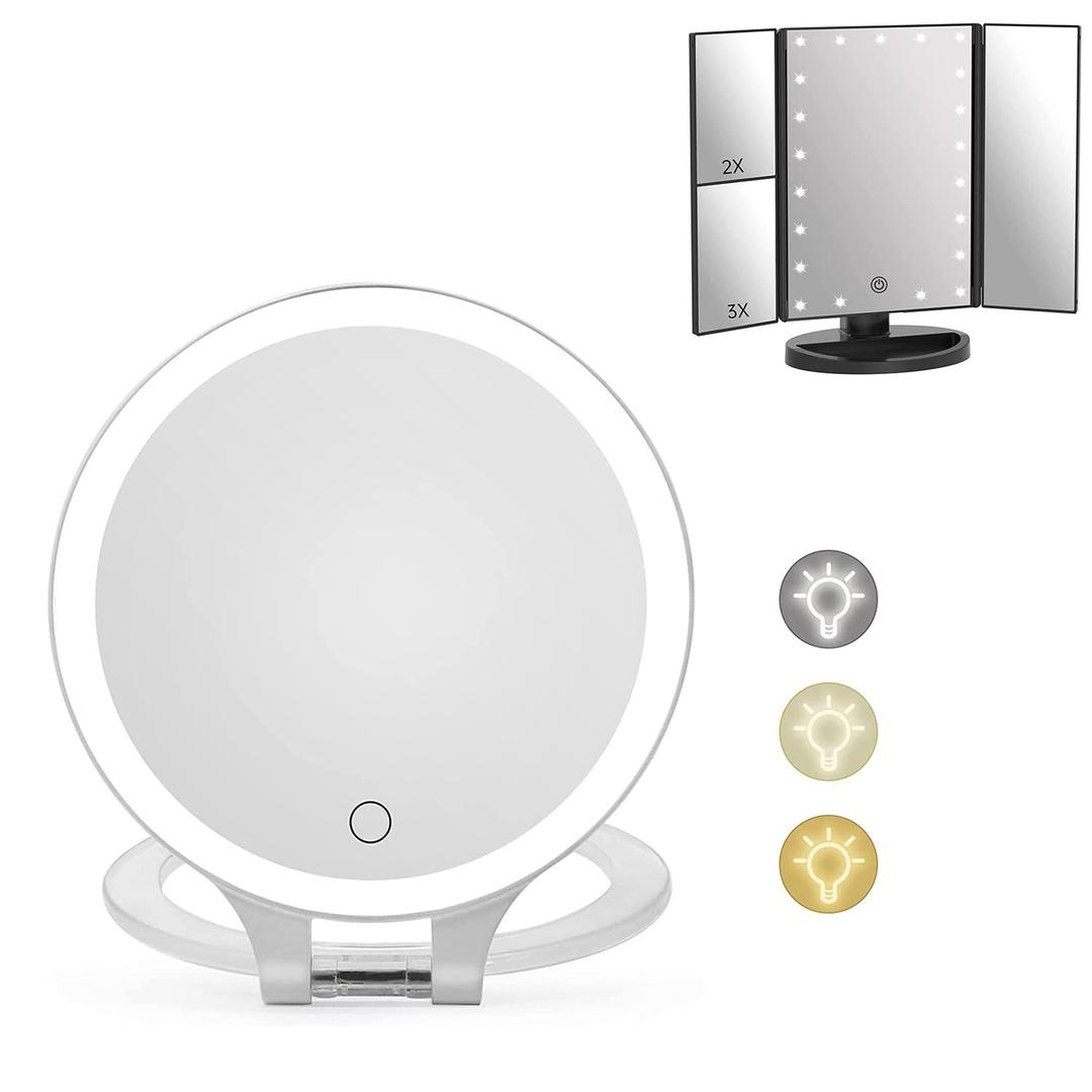 FASCINATE Magnifying Mirror 10X 1X Double Sided Magnification Makeup Vanity Mirror Rechargeable Lighted Mirror with 3 Color Lighting Modes Adjustable Rotation LED Vanity Desk Mirror Gift for Women White FASCINATE Magnifying Mirror 10X 1X Double Sided Magnification Makeup Vanity Mirror Rechargeable Lighted Mirror with 3 Color Lighting Modes Adjustable Rotation LED Vanity Desk Mirror Gift for Women White
