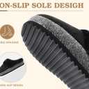 ONCAI Womam Slippers with Cushion Yoga Mat Faux Fur Lining Fuzzy Suede Warm Winter House Slippers Shoes Ladies Indoor and Outdoor Cozy Rubber Sole US Size 5-11 (Black)