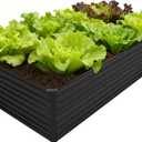 DIIYIV Galvanized Raised Garden Bed Kit Outdoor Patio,8x4x2ft Large Rectangular Metal Planter Boxes,Deep Root Box Planter for Gardening,Vegetables,Flowers,Herbs-Black