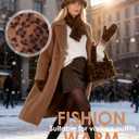 Gifts Sets for Women-5 Piece, Faux Fur Bucket Hat and Glove Set, Valentines Gifts for Her Wife Sister Girlfriends (Leopard Print Deep)