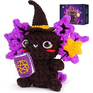 Crochetta Crochet Kit for Beginners, Crochet Starter Kit w Step-by-Step Video Tutorials, Beginner Crochet Kit for Adults Kids Women Men Complete Kit Included (Axolotl Wizard)