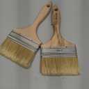 Set of 2 4 Inch Flat Paint Brushes - High European Quality - Natural Bristles - for Home, Wood, Walls, Art, Trim & Furniture - for Acrylic, Oil, Stain, Chalk & Latex Paints