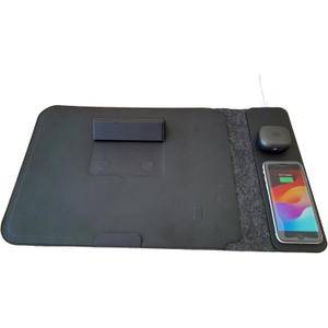 4 in 1 Laptop Sleeve with Wireless Charging 13"-17" Slim-Flexible Case, Mousepad, Surface Mat. Charge 2 Devices at Once USB-C Port, Compatible with MacBook Air, Earbuds/iPhone/Android (019)