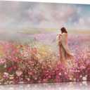 Jesus and Lamb Canvas Wall Art The Lost Lamb Christian Painting Picture Wall Decor God Religious Belief Poster Print Artwork for Church Bedroom Living Room Home Decoration,16x12in Canvas