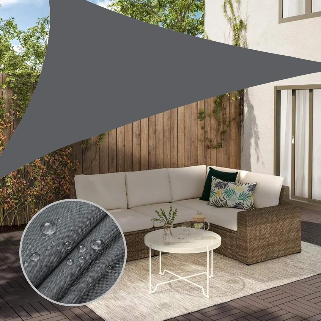 Neween Shade Sail, 6'7''x 6'7''x 6'7'' Sun Shade Sail Triangle Waterproof for Patio Yard Deck Pergola Outdoor Sun Sail Shade 98% UV Block Sunshade Gray Color