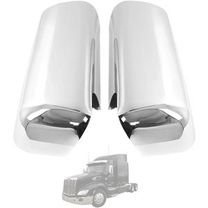Chrome Door Mirror Cover One Pair Driver & Passenger Side FIT Peterbilt 579 567 2014–2021 – LH & RH Mirror Cap Set – Direct Replacement – Replace OE# R22-6121-300 R22-6122-300