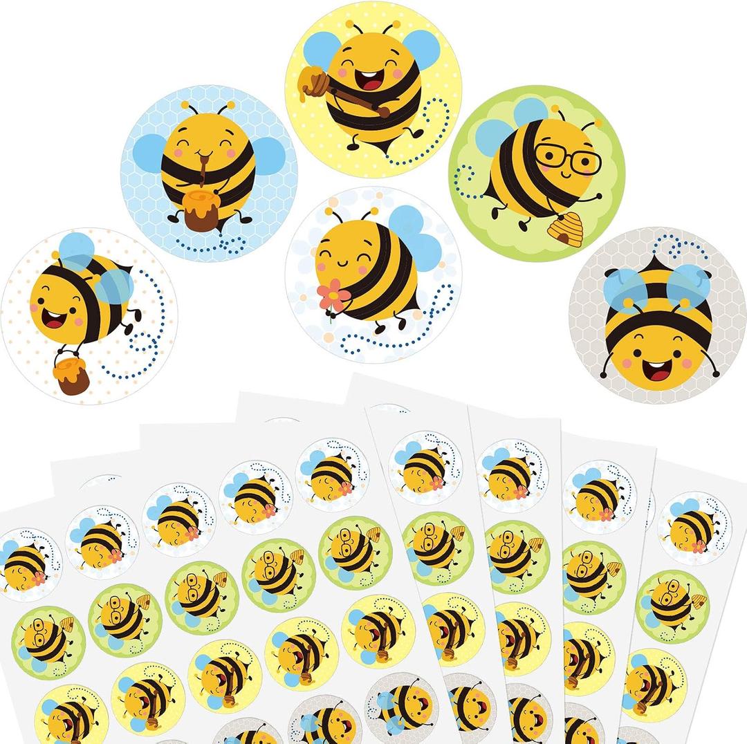Zonon 600 Pcs Bee Classroom Reward Stickers for Kids 1.2 Small Honey Bee Round Stickers Back to School Incentives Decals Motivational Cute Decor Teachers Students Birthday Wedding Party Favors