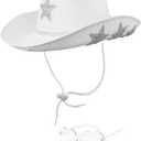 White Cowgirl Hat with Heart Sunglasses - Cowboy Hat with Glitter Star Fits Women for Bachelorette Themed Party