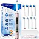 SEAGO Soft Round Electric Toothbrushes with 5 Spin Brush Heads, 5 Cleaning Modes, Rechargeable Sonic Toothbrush with Timer and Travel Case for Adults and Kids(SG-2607-Pink