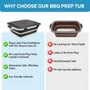 XUDAKAIXIN Collapsible BBQ Prep Tub for Meal Prep, Marinating,Food Storage, picnics, camping, barbecues,cutting fruits and vegetables - Includes Cutting Board and Locking Lid,(X-Large) Black