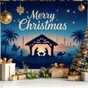 HOMETITUTE Christmas Backdrop 8x6ft Nativity Scene Silhouette Banner Holy Night Starry Sky Background Bethlehem Manger Photography Prop Religious Holiday Decoration for Indoor Outdoor Display