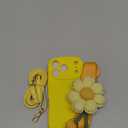 Case for iPhone 17 Pro with Cute 3D Pumpkin Flower Wrist Strap,Crossbody Phone Cover Adjustable Lanyard for Girls Women Shockproof Drop Protection Silicone Shell 6.3''-Yellow