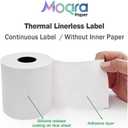 Moqra Sticky Thermal Receipt Paper Rolls (80mm) 3 1/8" x 170' 6 Rolls- Removable Label Compatible with TM-L90ii, TSP654IIsk and Other linerless Label Printers. Works with POS Systems (6 Rolls/Box)