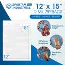 Spartan Industrial - 12 X 15 (500 Count) 2 Mil Clear Reclosable Zip Plastic Poly Bags with Resealable Lock Seal Zipper
