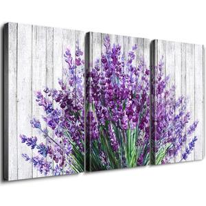 Rustic Purple Lavender Wall Art Bedroom Farmhouse Flower Wall Decor Kitchen Vintage Botanical Canvas Pictures Watercolor Plant Floral Posters Artwork for BathroomDining Room Home Decoration 24x36 3P