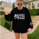 UNIQUEONE Christian Sweatshirt Women Faith Shirts: Jesus Sweatshirt Christian Religious Crewneck Long Sleeve Pullover Tops (Black, L)