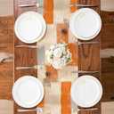 Orange Grey Table Runner 36 Inches Long, Fall Thanksgiving Seasonal Watercolor Table Runners for Party Kitchen Dining Coffee Table Wedding Home, Machine Washable (13"x36", Orange Grey)