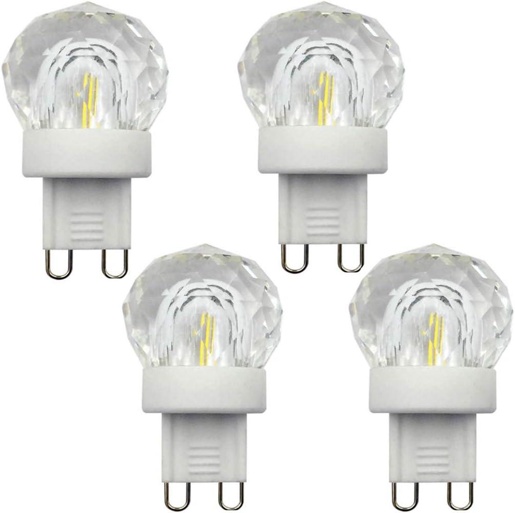 Lxcom Lighting G9 LED Bulb 2W Dimmable Globe Crystal LED Light Bulbs 20W Equivalent G9 Base COB Light Bulbs Daylight White 6500K 150LM 110V for Home Appliance, 4 Pack