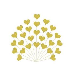 30 pcs cake topper Heart Gold