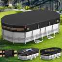 QH.HOME 7x10 Ft Oval Pool Cover for Bestway/Intex/Coleman Frame Oval Pool, [Excellent Windproof ] with Adjustable Buckle Straps & Drawstring Hem. [Durable, Tear Resistant]
