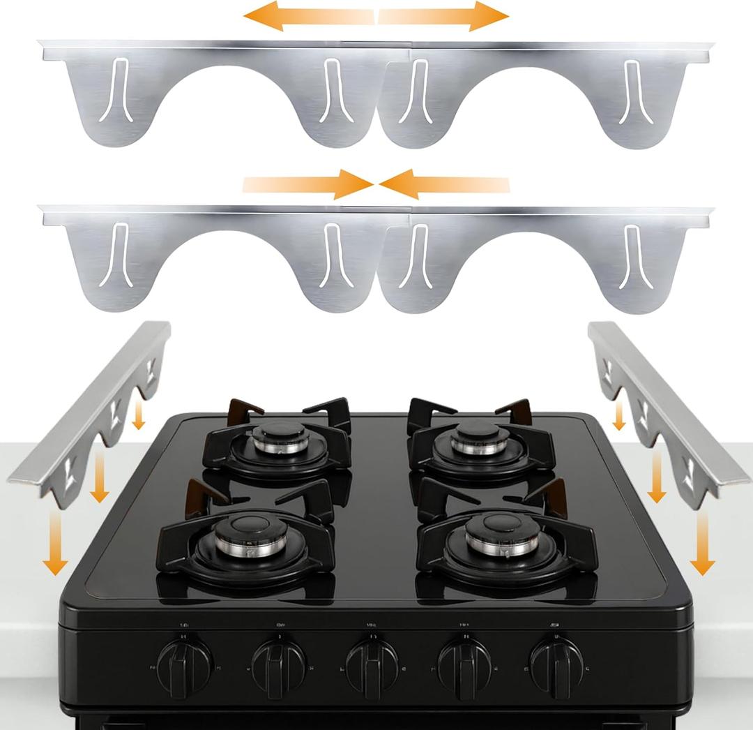 Linda’s Essentials Stainless Steel Stove Gap Covers (2 Pack) Adjustable Length 13.8" to 27.5" Stainless Steel, Steel Adjustable Gap Covers, Counter, Oven & Stove Gap Filler