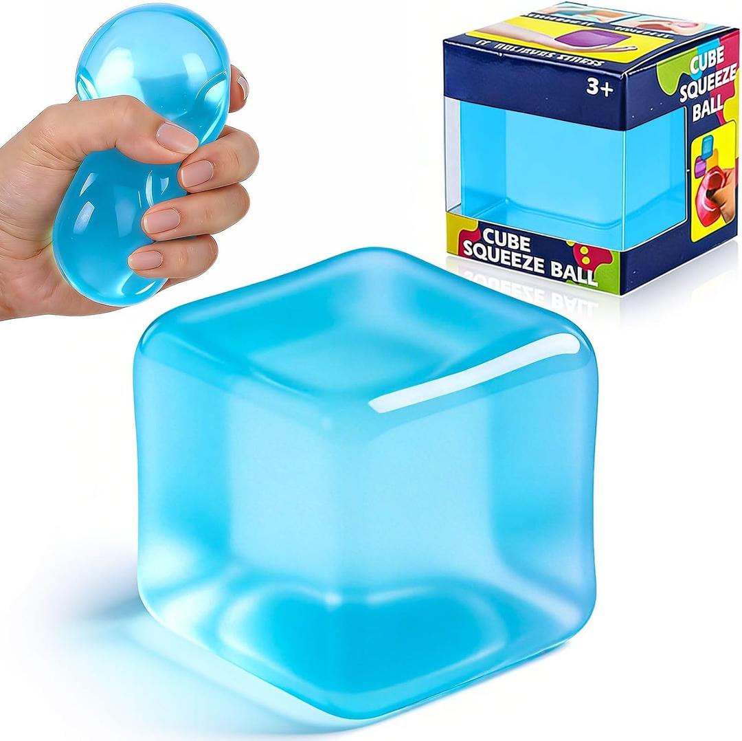 Cube Squishy Stress Relief Toys: Clear Sensory Fidget Toys for Anxiety & ADHD, Soft Slow Rising Squeeze Toys for Desk Office, Cool Gadgets for Men and Women Gifts for Father Monther Teens&Adults
