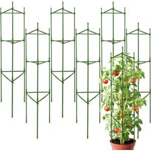 6 Pack 48 Inch Tomato Cages for Garden, Triangle Metal Plant Support with Rust-Resistant Coating, Heavy Duty Tomato Trellis for Raised Bed, Pots, Cucumbers, Peppers & Climbing Plants