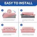 KEKUOU Stretch Sofa Cover Slipcover Couch Covers for 3 Cushion Couch Sofa pet Friendly (78"-94") Furniture Protector Sofa with Elastic Bottom for Kids,Dog, Jacquard Small Checked(Large,Dusty Pink)