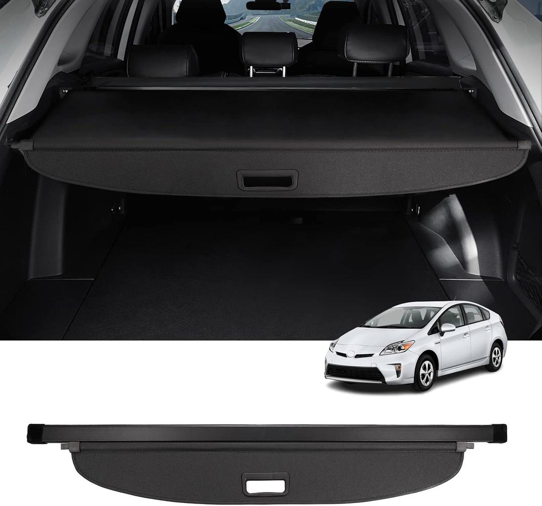 Powerty Cargo Cover for 2010-2014 2015 Toyota Prius 1.8L Accessories Trunk Cover Retractable Trunk Shielding Shade Cargo Luggage Cover Black（Not Fit Toyota Prius C and Toyota Prius V）